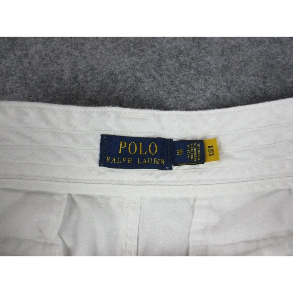Polo Ralph Lauren Shorts Mens 38 White Canvas Cargo Pockets Chino Classic 10